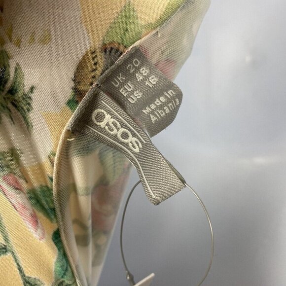 Asos Curve Maxi Dress Size 16 Floral Ruffle Wrap Tie Sleeveless V-Neck Low Back - Picture 9 of 14